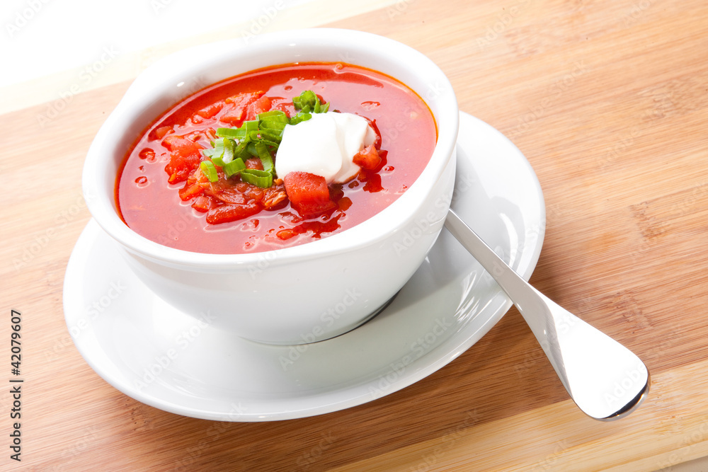 Ukrainian and russian national red soup-borsch Ukrainian and russian national red soup-borsch