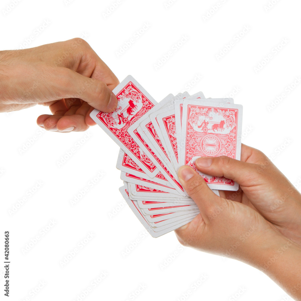 Naklejka premium Man picking a playing card