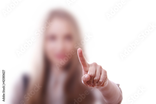 Bilde på lerret girl touching screen, pressing virtual button