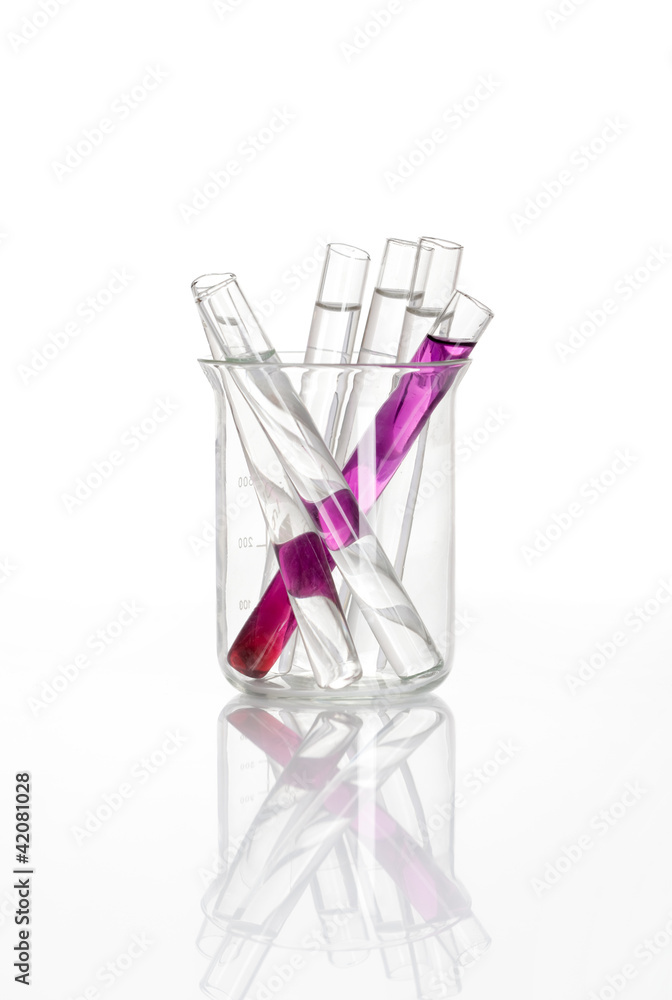 Chemical flask with group of test tubes inside