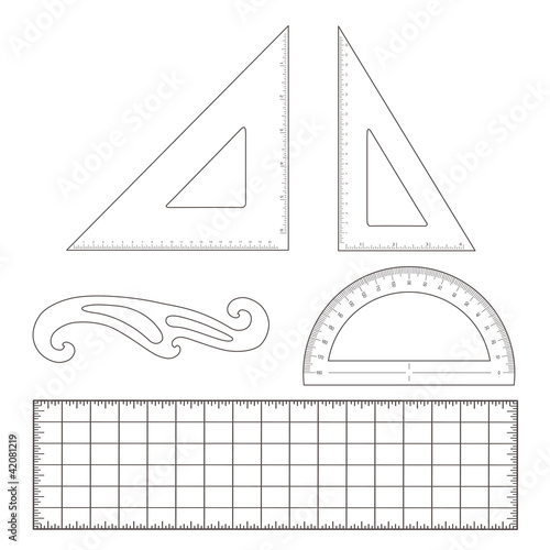Drafting Tools for architecture, engineering: triangles, rulers