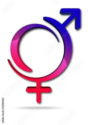 3D female and male sex symbol