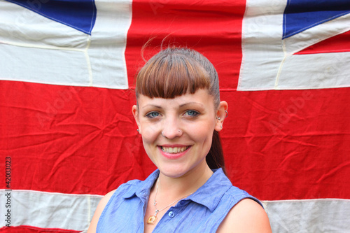 Young woman with UnionJack flag