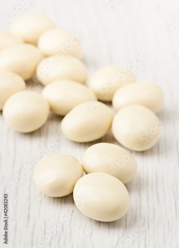 white chocolate balls with almond heart
