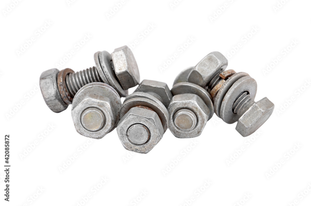 Rusty bolt and nut, isolated on white background Rusty bolt and nut, isolated on white background