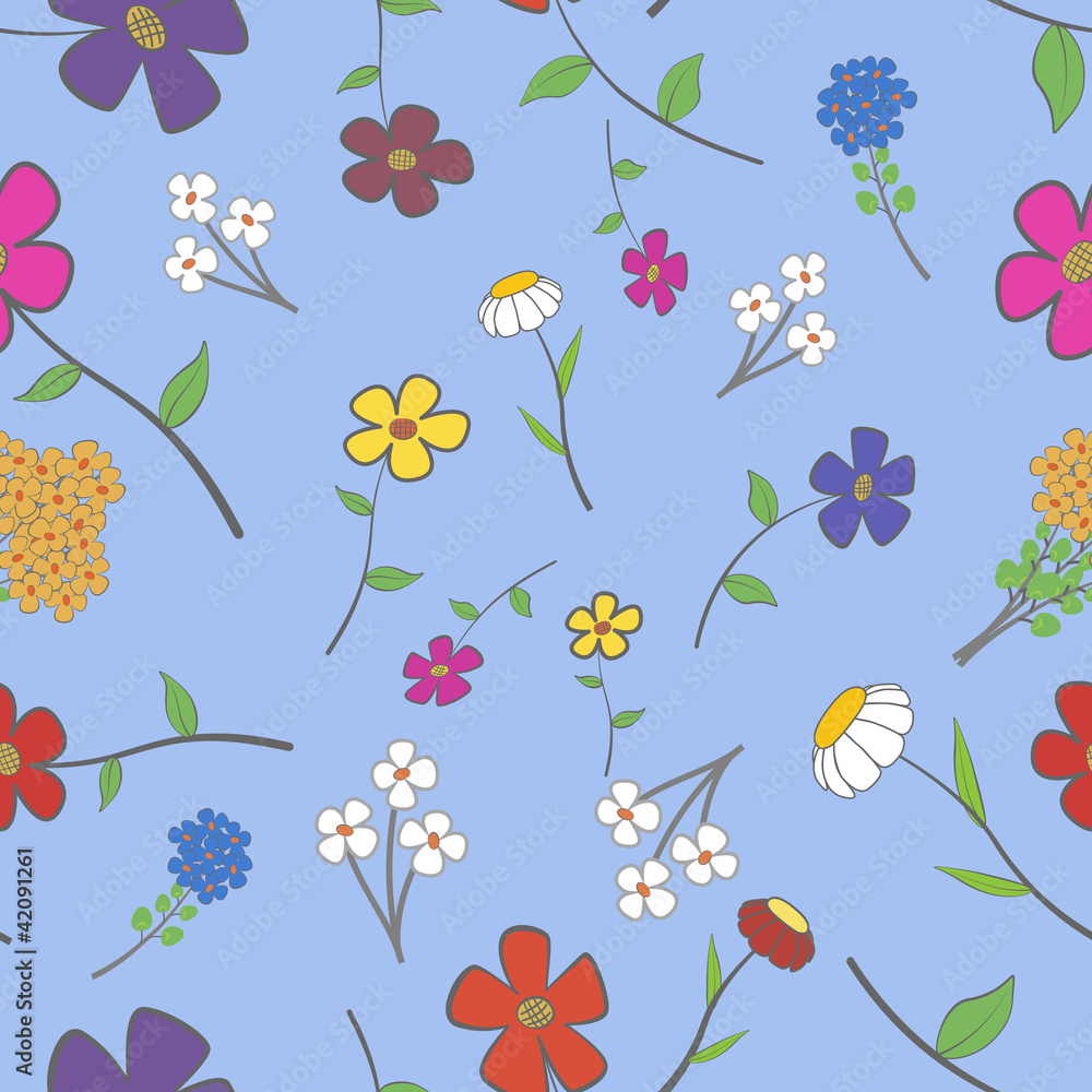 Fototapeta premium Cyan Floral Seamless