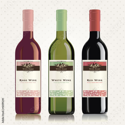 Red, white and rose wine