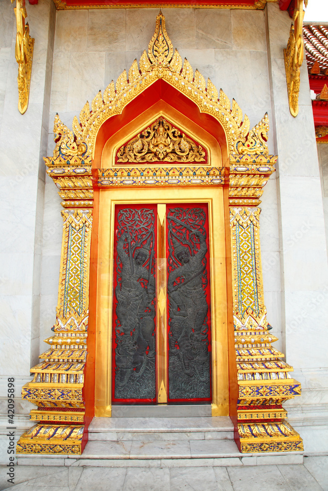 Benjamaborpit temple door in Thailand