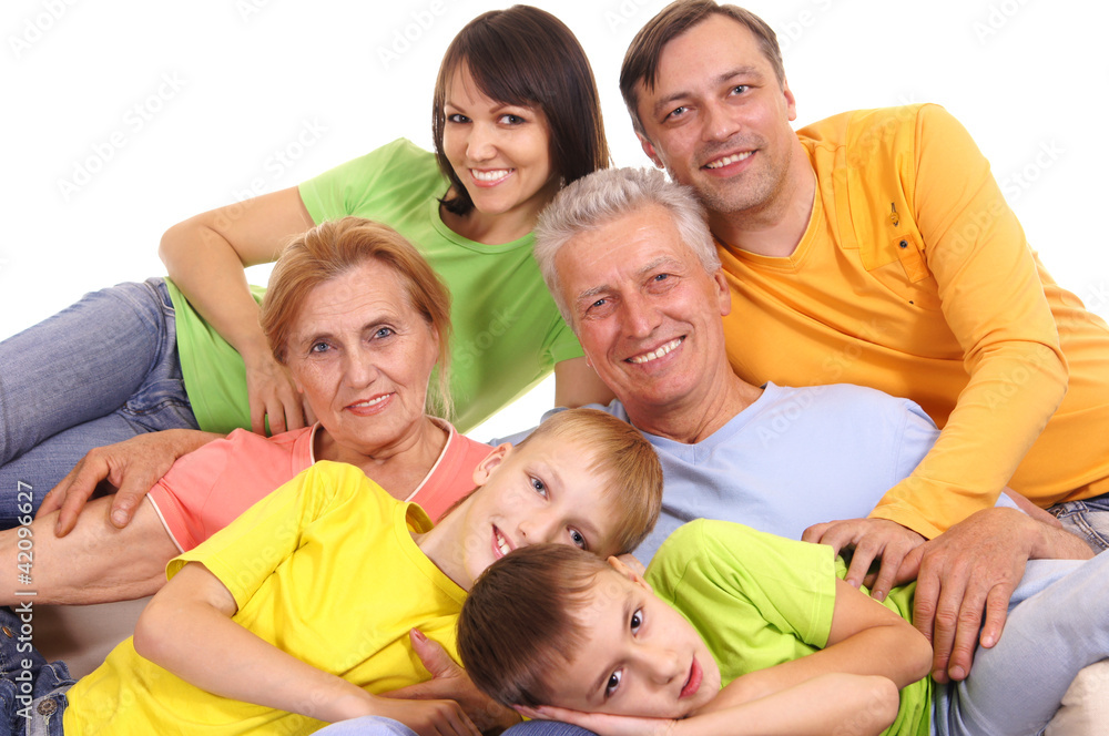 family on sofa