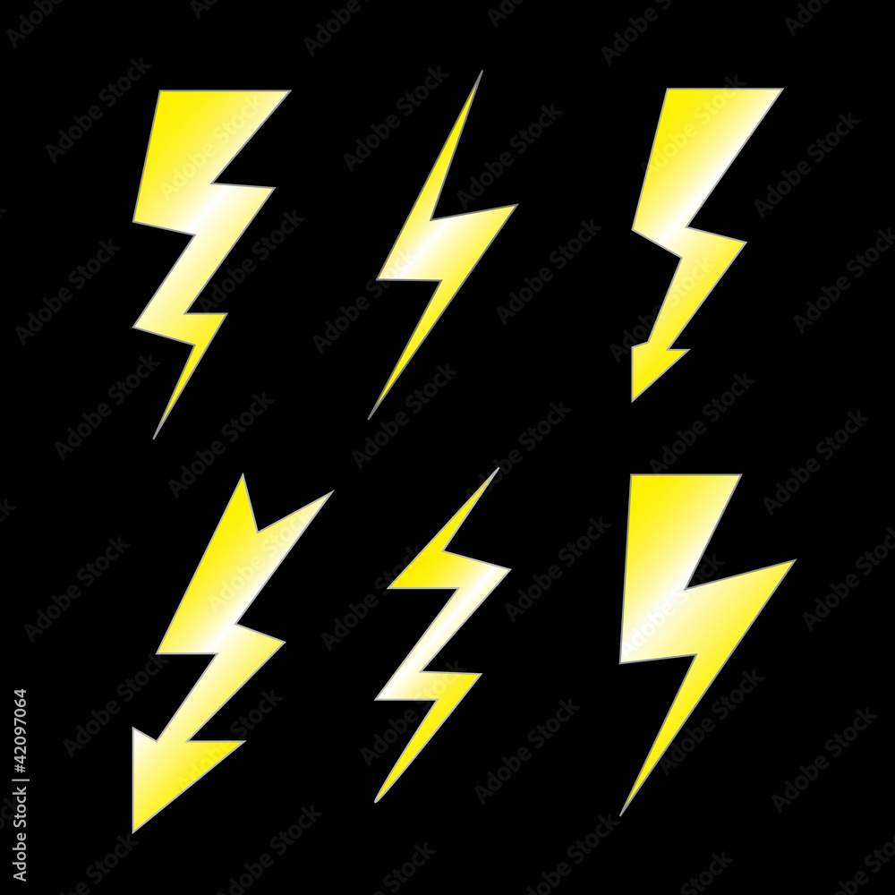 Set of lightning on black Set of lightning on black