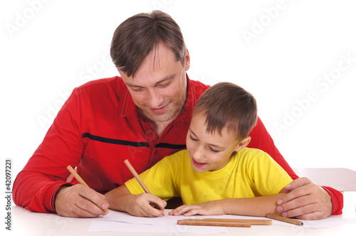 father and son drawing