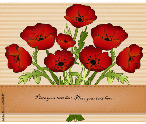 Fototapeta Naklejka Na Ścianę i Meble -  Beautiful card with poppies