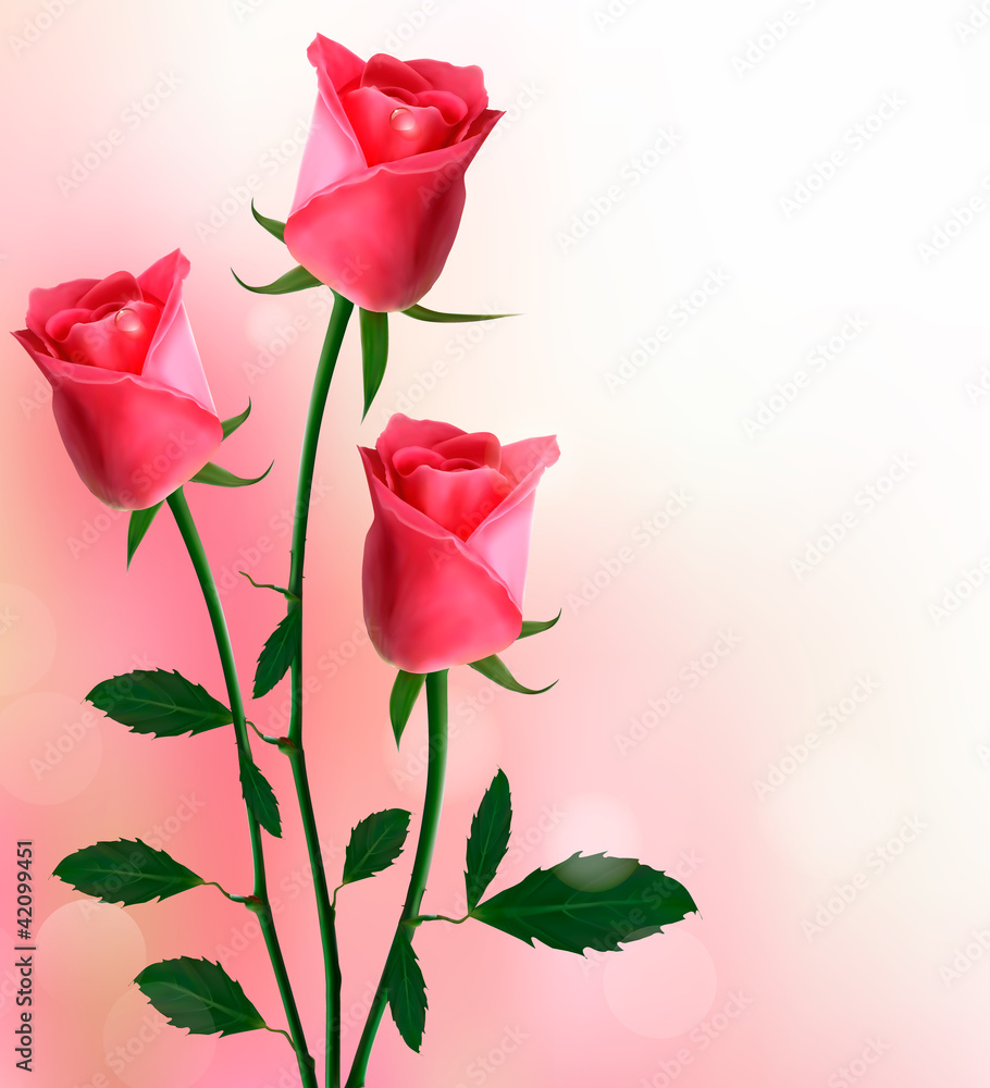 Holiday background with beautiful red roses
