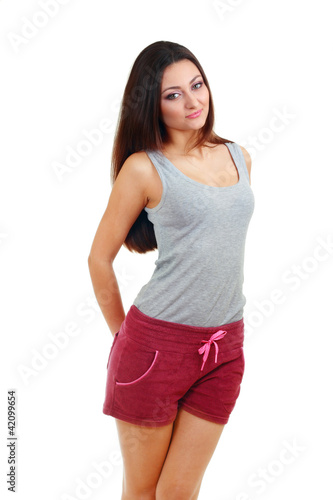 young woman wearing purple shorts © zea_lenanet