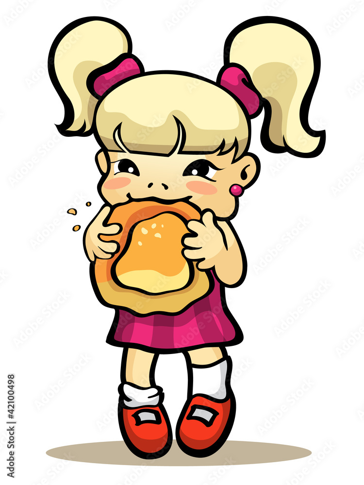Girl eating bun
