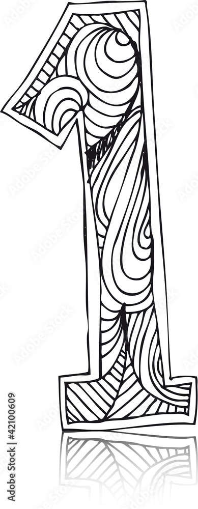 Abstract hand drawn number. Vector illustration Abstract hand drawn number. Vector illustration