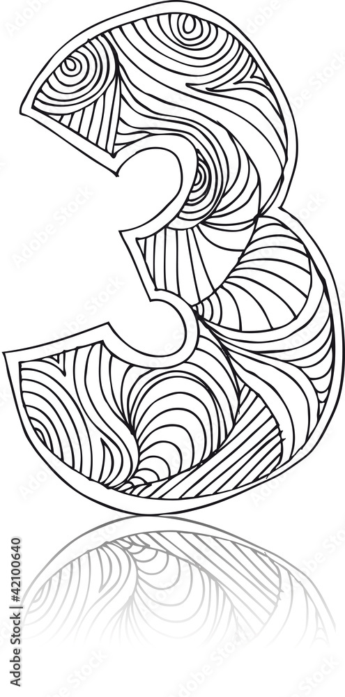 Abstract hand drawn number. Vector illustration Abstract hand drawn number. Vector illustration