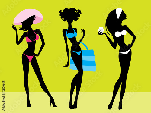 Three girls silhouettes