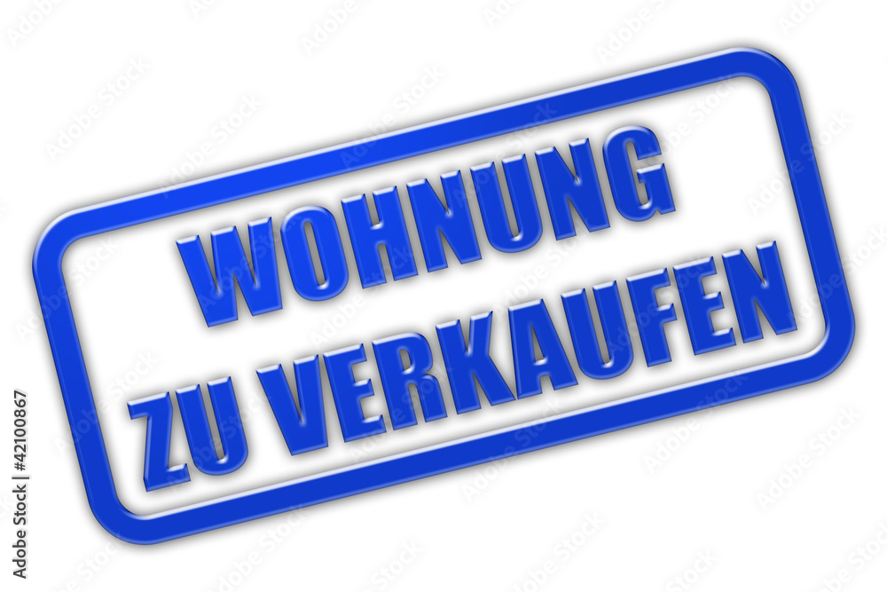 Stempel blau glas WOHNUNG ZU VERKAUFEN Stempel blau glas WOHNUNG ZU VERKAUFEN