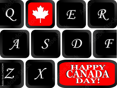 Computer keyboard with the Canadian flag on it