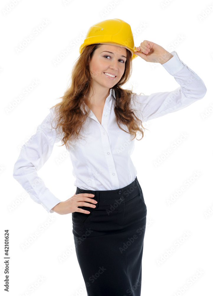 Businesswoman with construction helmet Businesswoman with construction helmet