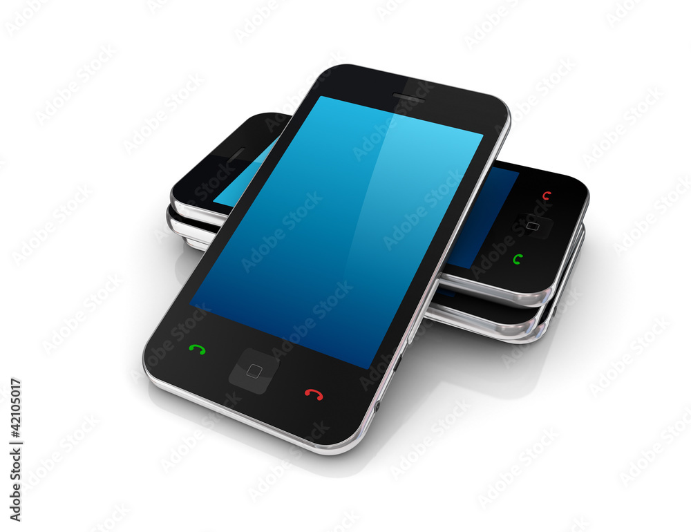 Modern mobile phones with touchscreen. Modern mobile phones with touchscreen.
