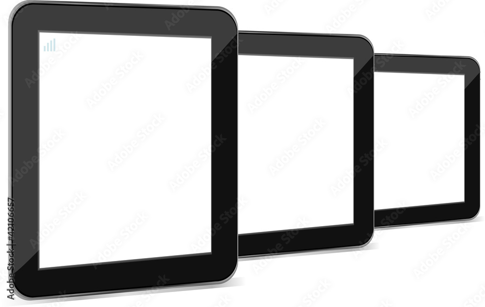 tablet pc with empty white screen and black frame tablet pc with empty white screen and black frame