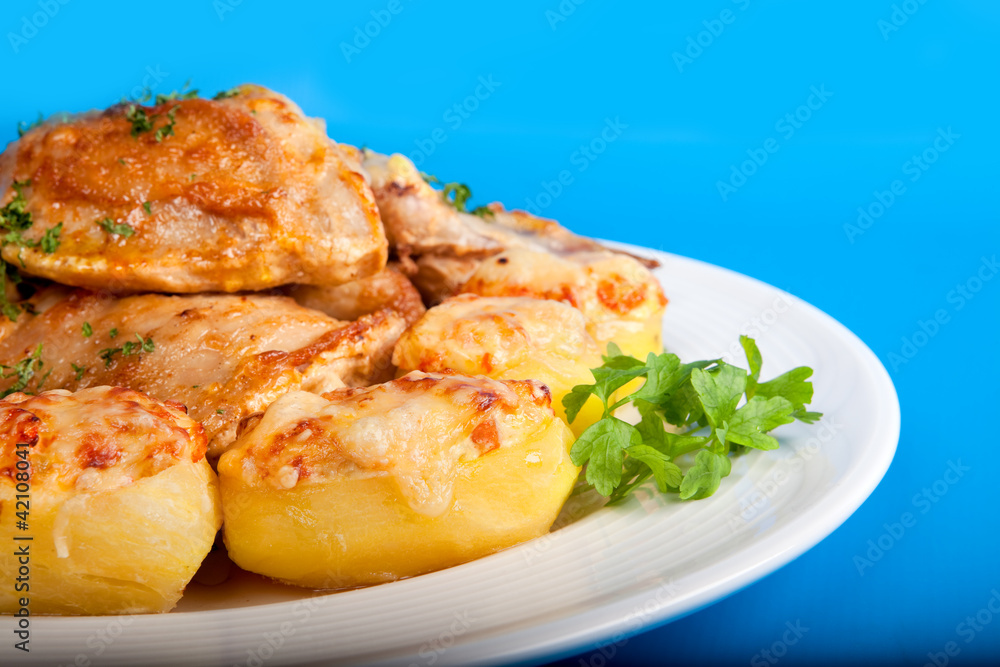 roast chicken with potatoes and greens roast chicken with potatoes and greens
