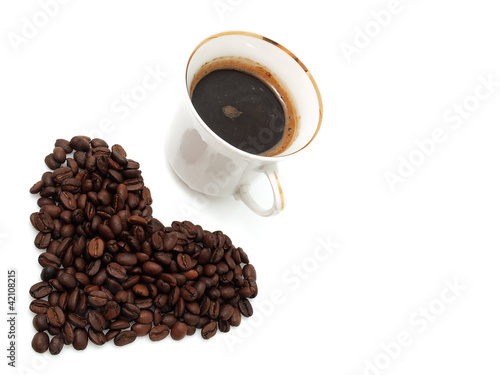 Cup of coffee on the white background