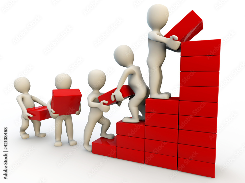 3d human characters making graph of growth 3d human characters making graph of growth