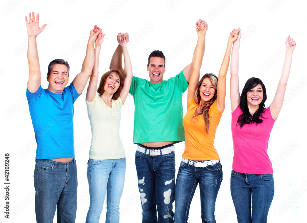 Group of happy people. Group of happy people.