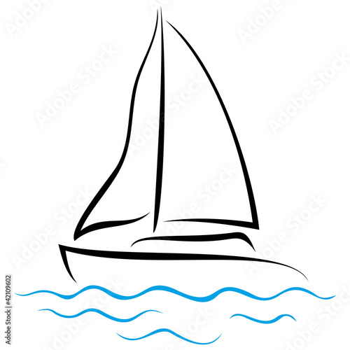 Symbol of ship sailing on the sea