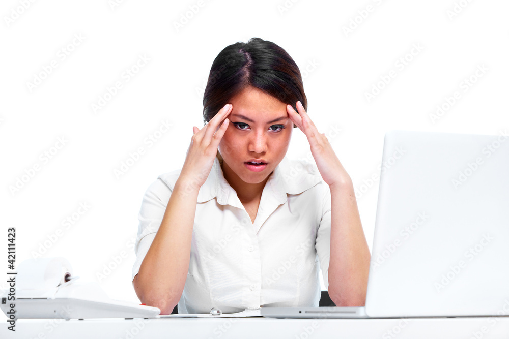 Young business woman having a stress. Young business woman having a stress.