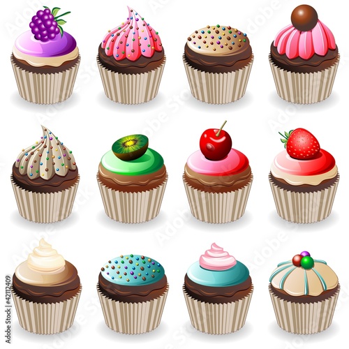 Pasticcini Pasticceria Dolci-Cupcakes-Vector