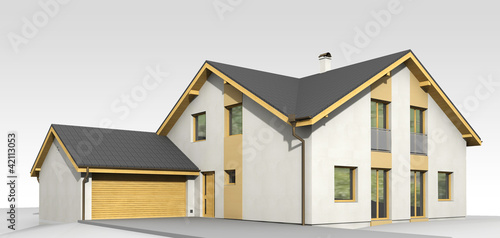 Large family house render on grey backround © petr84