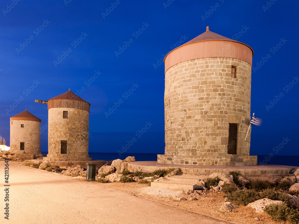 Mandraki Harbor Windmills