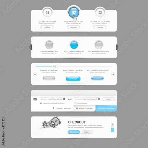 Website  template  menu elements with icons