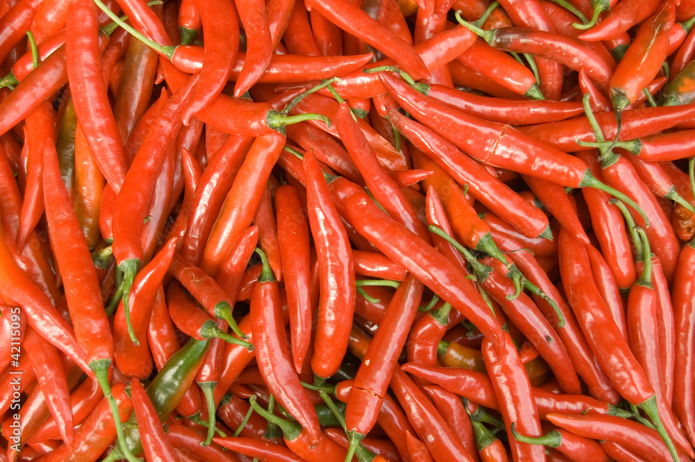 Chillies on Market Stall, Cambodia