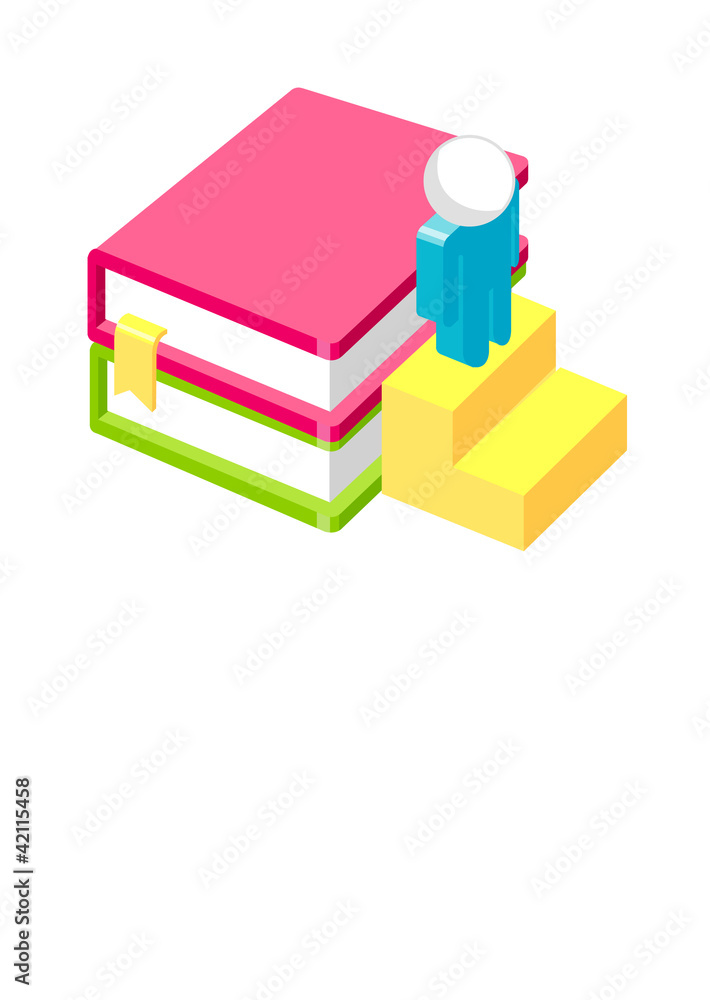 Vector icon book and stair Vector icon book and stair