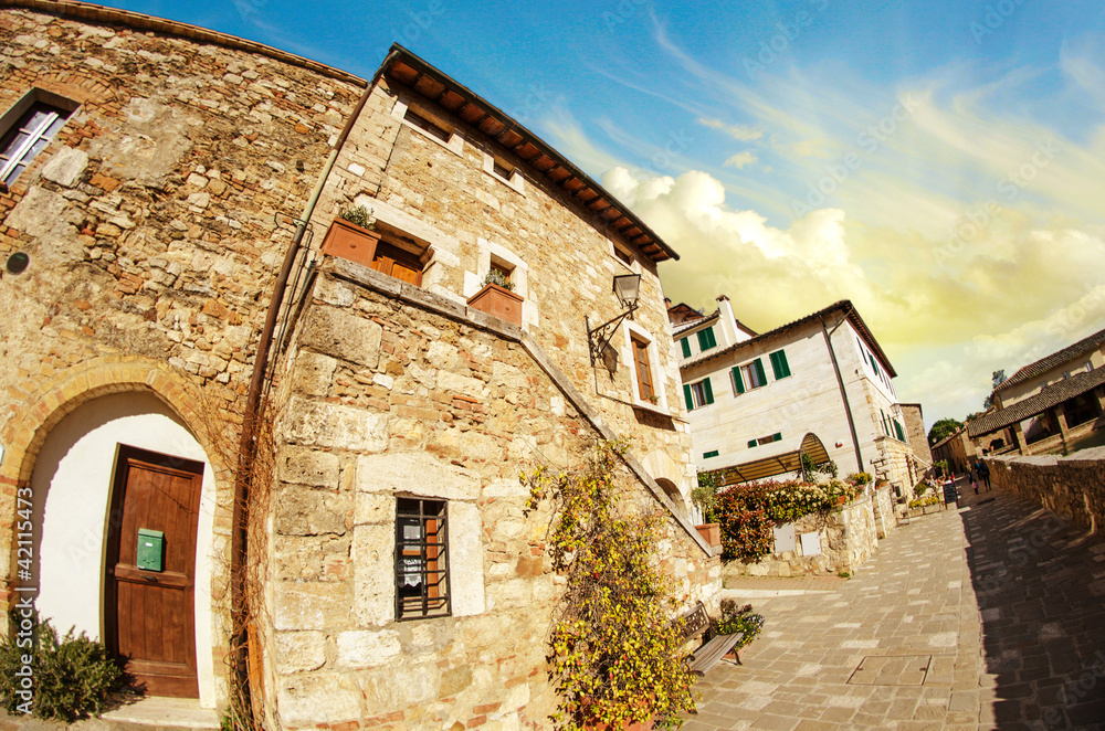 Typical Ancient Homes of a Medieval Town in Tuscany