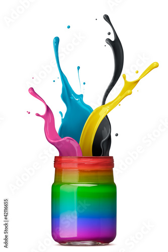colorful ink splashing