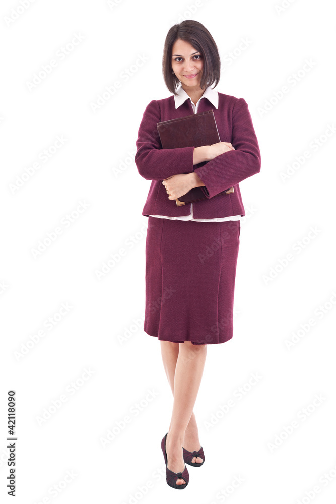 Smiling business woman holding book Smiling business woman holding book