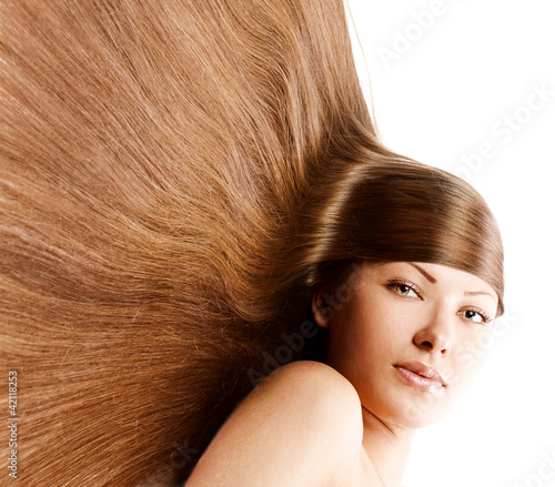 woman with long shiny hair