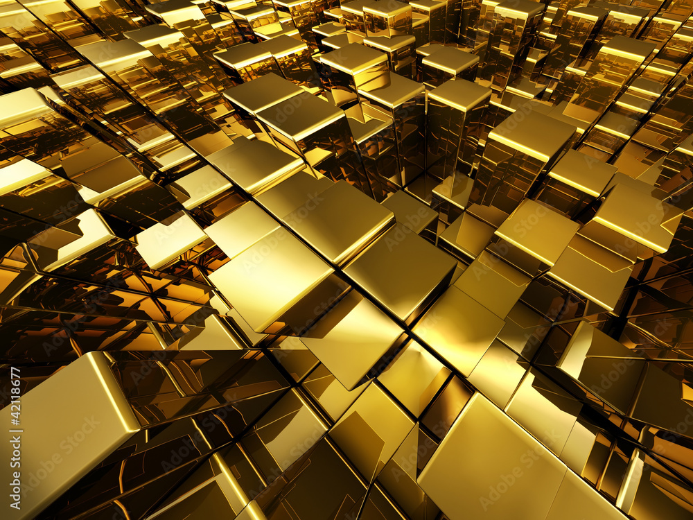 abstract golden cubes background