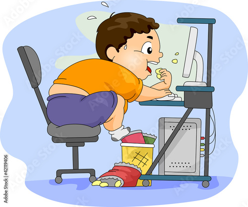 Overweight Boy Eating