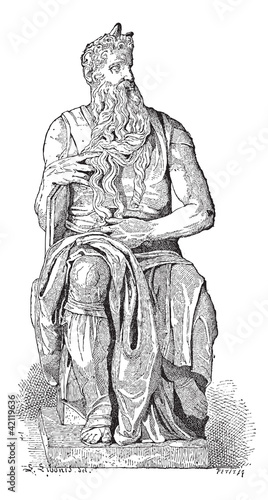 Statue of Moses, vintage engraving