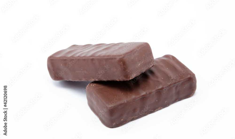 wafers in chocolate isolated on a white background wafers in chocolate isolated on a white background