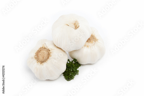 garlic bulb isolated on white.