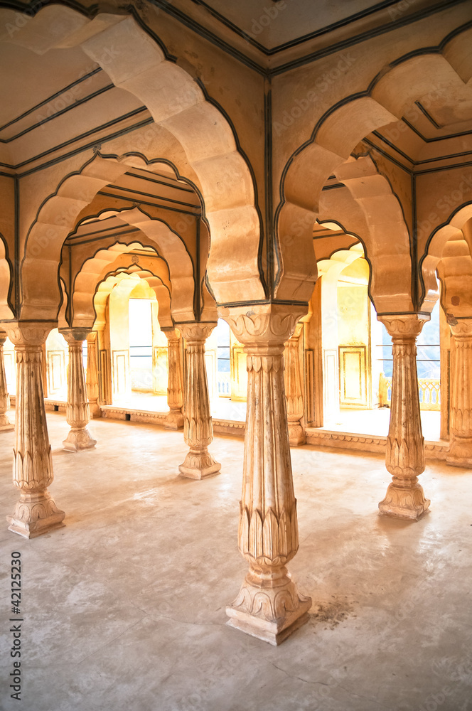 Hall of  Amber Fort at Jaipur, India