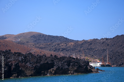 sailing ship moored off the Volcano Santorini Greece © quasarphotos